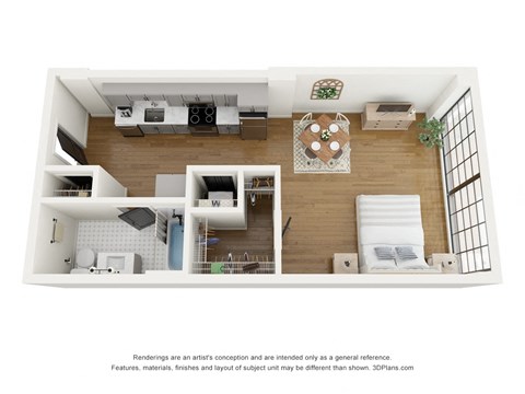 Floor plan for studio, 1 bath, 506 sqft
